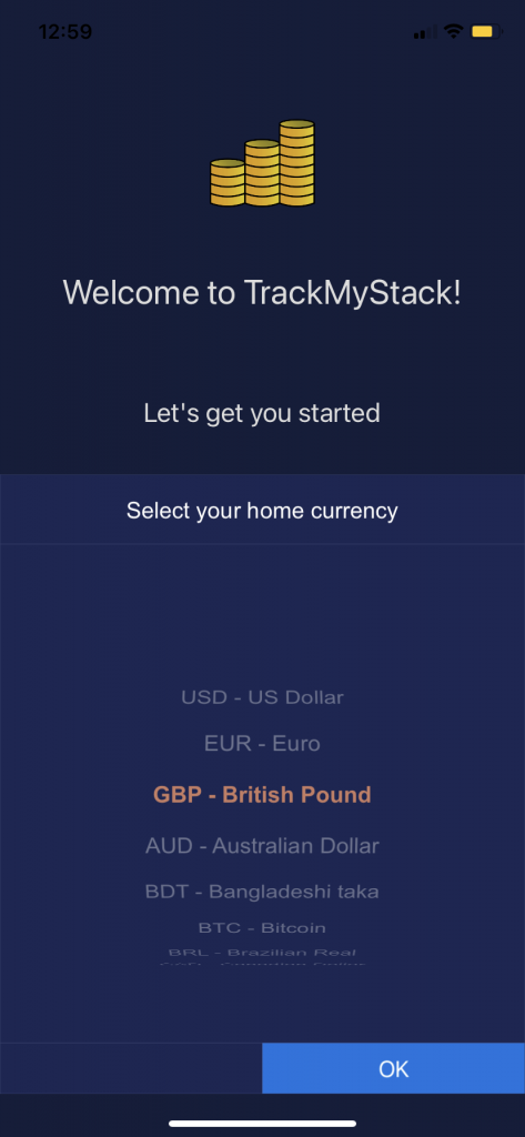 A screenshot of the welcome page in the original app