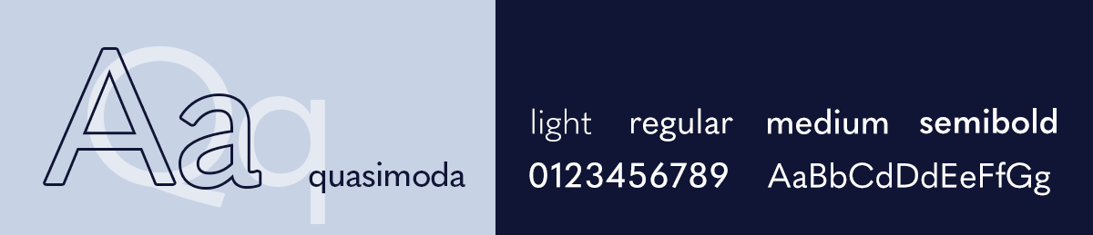 I chose Quasimoda as a brand typeface for Track My Stack. The image shows different font weights for this font.